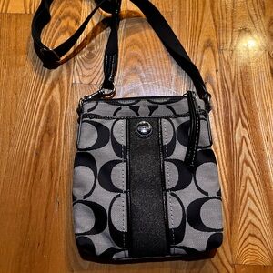 Coach Black and Gray Signature Crossbody Bag